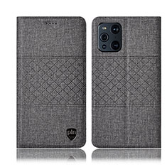 Cloth Case Stands Flip Cover H12P for Oppo Find X3 Pro 5G Gray