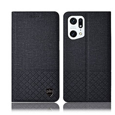 Cloth Case Stands Flip Cover H12P for Oppo Find X5 Pro 5G Black
