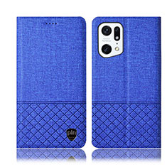 Cloth Case Stands Flip Cover H12P for Oppo Find X5 Pro 5G Blue