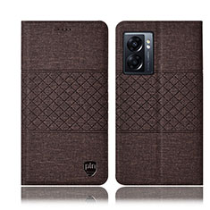 Cloth Case Stands Flip Cover H12P for Oppo K10 5G India Brown