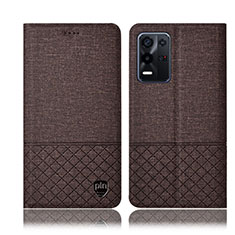 Cloth Case Stands Flip Cover H12P for Oppo K9X 5G Brown