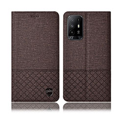 Cloth Case Stands Flip Cover H12P for Oppo Reno5 Z 5G Brown