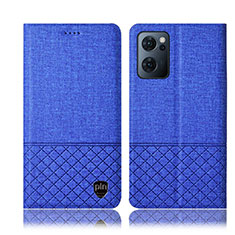 Cloth Case Stands Flip Cover H12P for Oppo Reno7 5G Blue