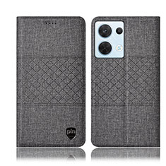 Cloth Case Stands Flip Cover H12P for Oppo Reno9 5G Gray