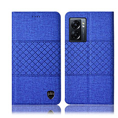Cloth Case Stands Flip Cover H12P for Realme Narzo 50 5G Blue