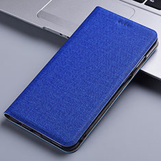 Cloth Case Stands Flip Cover H12P for Samsung Galaxy F02S SM-E025F Blue