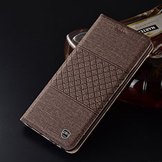 Cloth Case Stands Flip Cover H12P for Samsung Galaxy Grand Max SM-G720 Brown