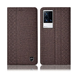 Cloth Case Stands Flip Cover H12P for Vivo iQOO 8 5G Brown