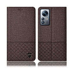 Cloth Case Stands Flip Cover H12P for Xiaomi Mi 12 Pro 5G Brown