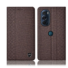 Cloth Case Stands Flip Cover H13P for Motorola Moto Edge 30 Pro 5G Brown