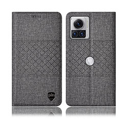 Cloth Case Stands Flip Cover H13P for Motorola Moto Edge 30 Ultra 5G Gray