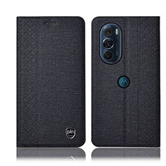 Cloth Case Stands Flip Cover H13P for Motorola Moto Edge Plus (2022) 5G Black