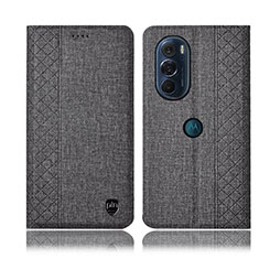 Cloth Case Stands Flip Cover H13P for Motorola Moto Edge Plus (2022) 5G Gray