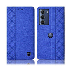 Cloth Case Stands Flip Cover H13P for Motorola Moto Edge S30 5G Blue