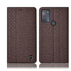 Cloth Case Stands Flip Cover H13P for Motorola Moto G50 Brown