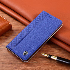 Cloth Case Stands Flip Cover H13P for Motorola Moto G73 5G Blue