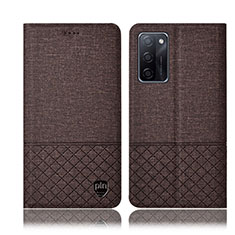 Cloth Case Stands Flip Cover H13P for Oppo A55S 5G Brown