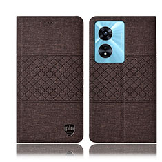 Cloth Case Stands Flip Cover H13P for Oppo A58 5G Brown