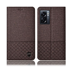 Cloth Case Stands Flip Cover H13P for Oppo A77 5G Brown
