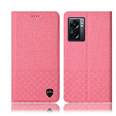 Cloth Case Stands Flip Cover H13P for Oppo A77 5G Pink
