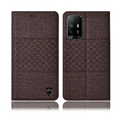 Cloth Case Stands Flip Cover H13P for Oppo A95 5G Brown