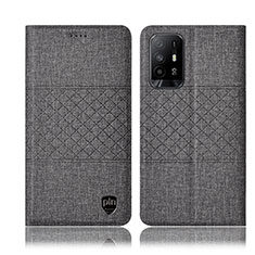 Cloth Case Stands Flip Cover H13P for Oppo A95 5G Gray