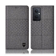 Cloth Case Stands Flip Cover H13P for Oppo A96 5G Gray