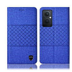 Cloth Case Stands Flip Cover H13P for Oppo F21 Pro 5G Blue