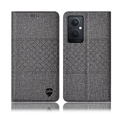 Cloth Case Stands Flip Cover H13P for Oppo F21 Pro 5G Gray