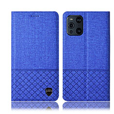 Cloth Case Stands Flip Cover H13P for Oppo Find X3 5G Blue