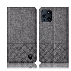 Cloth Case Stands Flip Cover H13P for Oppo Find X3 5G Gray