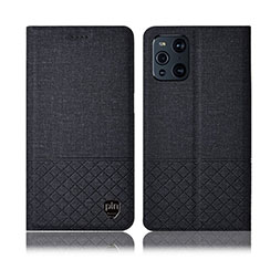 Cloth Case Stands Flip Cover H13P for Oppo Find X3 Pro 5G Black