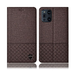 Cloth Case Stands Flip Cover H13P for Oppo Find X3 Pro 5G Brown
