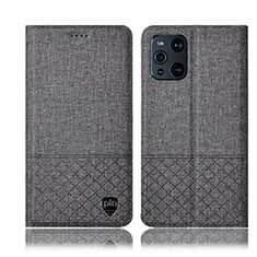 Cloth Case Stands Flip Cover H13P for Oppo Find X3 Pro 5G Gray