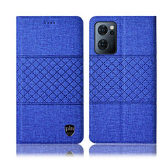 Cloth Case Stands Flip Cover H13P for Oppo Find X5 Lite 5G Blue