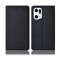 Cloth Case Stands Flip Cover H13P for Oppo Find X5 Pro 5G Black