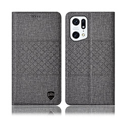 Cloth Case Stands Flip Cover H13P for Oppo Find X5 Pro 5G Gray