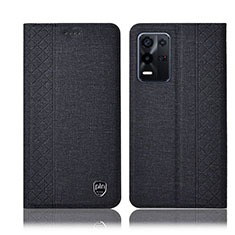 Cloth Case Stands Flip Cover H13P for Oppo K9X 5G Black