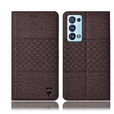 Cloth Case Stands Flip Cover H13P for Oppo Reno6 Pro 5G Brown