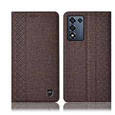 Cloth Case Stands Flip Cover H13P for Realme Q3t 5G Brown