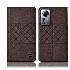 Cloth Case Stands Flip Cover H13P for Xiaomi Mi 12 5G Brown