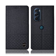 Cloth Case Stands Flip Cover H14P for Motorola Moto Edge 30 Pro 5G Black