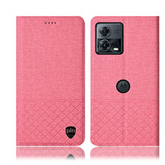 Cloth Case Stands Flip Cover H14P for Motorola Moto Edge S30 Pro 5G Pink