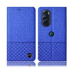 Cloth Case Stands Flip Cover H14P for Motorola Moto Edge X30 5G Blue