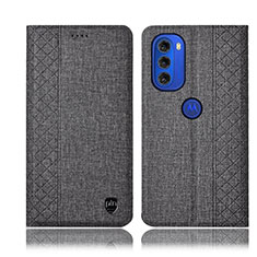 Cloth Case Stands Flip Cover H14P for Motorola Moto G51 5G Gray