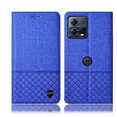 Cloth Case Stands Flip Cover H14P for Motorola Moto S30 Pro 5G Blue