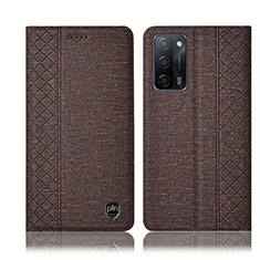 Cloth Case Stands Flip Cover H14P for Oppo A55 5G Brown