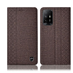 Cloth Case Stands Flip Cover H14P for Oppo A95 5G Brown