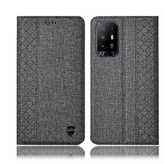 Cloth Case Stands Flip Cover H14P for Oppo A95 5G Gray