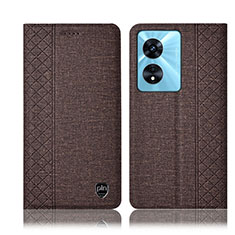 Cloth Case Stands Flip Cover H14P for Oppo A98 5G Brown